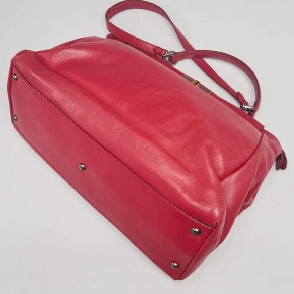 Fendi Red Leather Large Peekaboo Satchel Bag - Picture 3 of 12